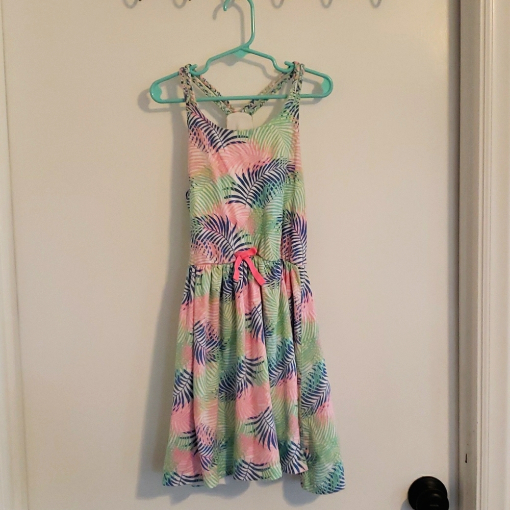Girls Racerback dress - palm pattern size 7